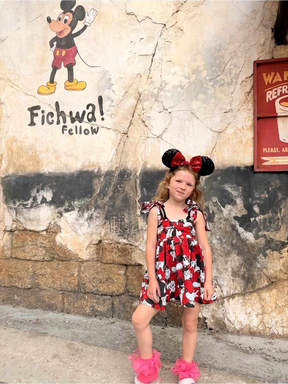 New York Couture Handmade Disney Mickey Mouse Pinafore Girls Dress